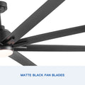 72'' Indoor Smart Black Ceiling Fan With Led Light And App Remote Control Black American Design,Modern Abs Steel Q235 Abs Steel Q235