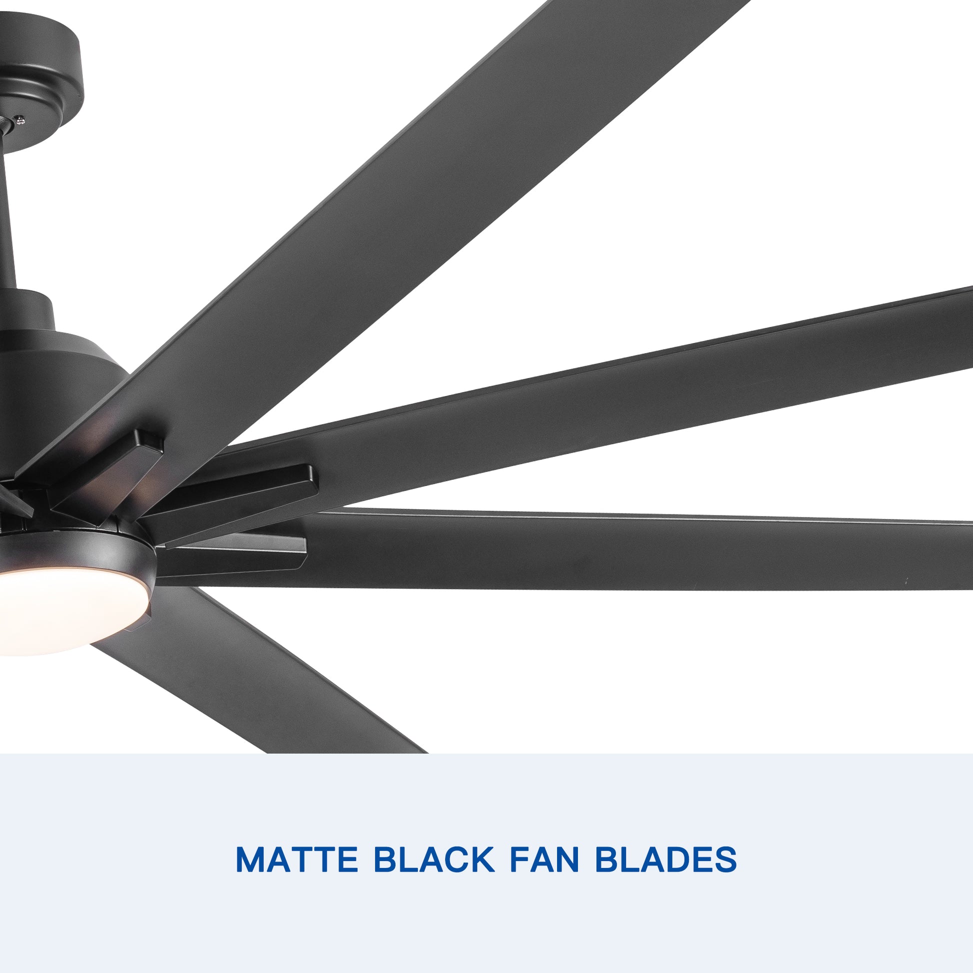 72" Supper Large Integrated Led Light Ceiling Fan With Black Abs Blade Matt Black Abs