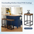 Farmhouse Kitchen Island Set with Drop Leaf and blue-kitchen-farmhouse-rectangular-kitchen island