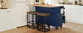 Farmhouse Kitchen Island Set with Drop Leaf and blue-kitchen-farmhouse-rectangular-kitchen island