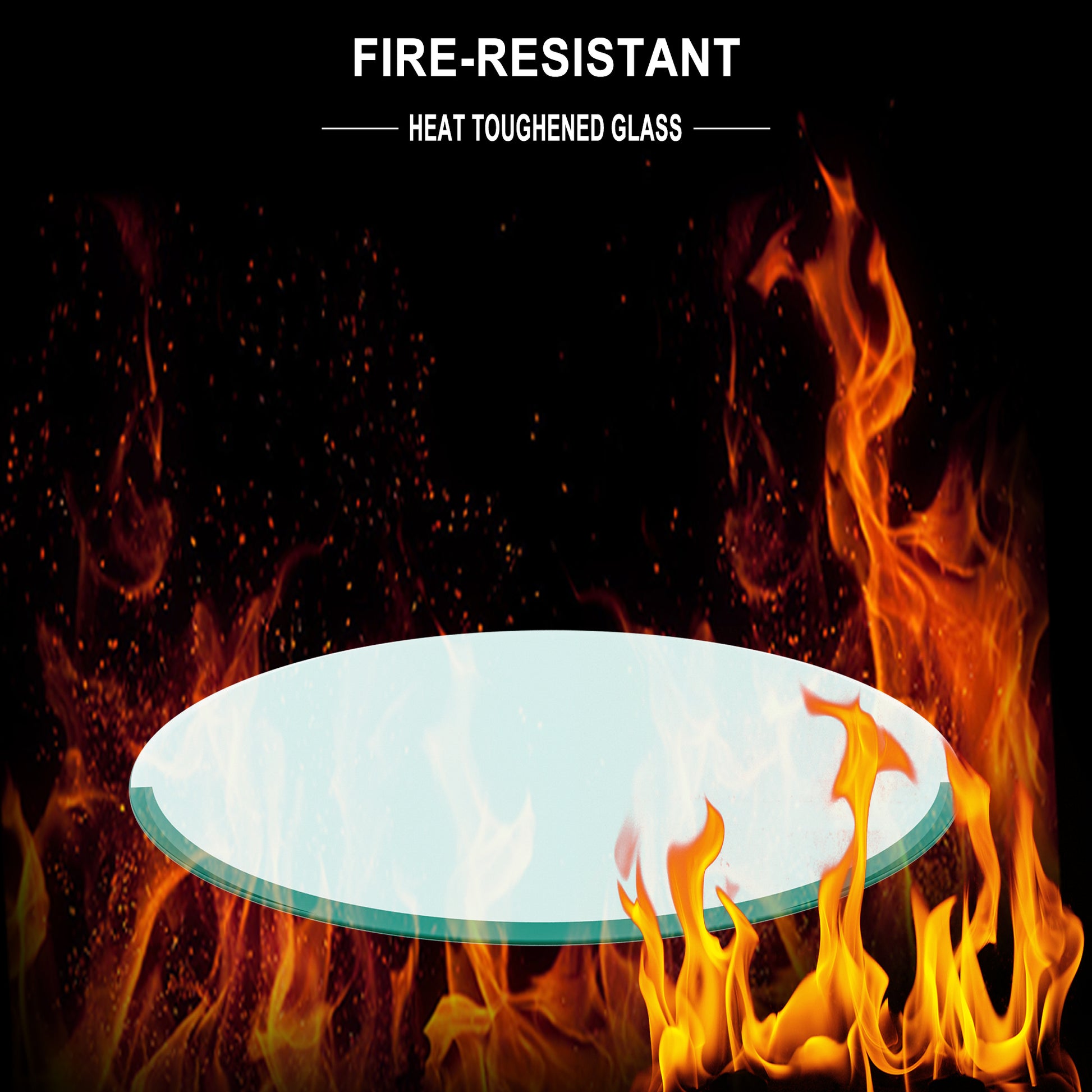 24" Inch Round Tempered Glass Table Top Clear Glass 1 4" Inch Thick Round Polished Edge Transparent Glass