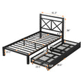 Metal Platform Bed With 2 Drawers, Twin Black Black Metal