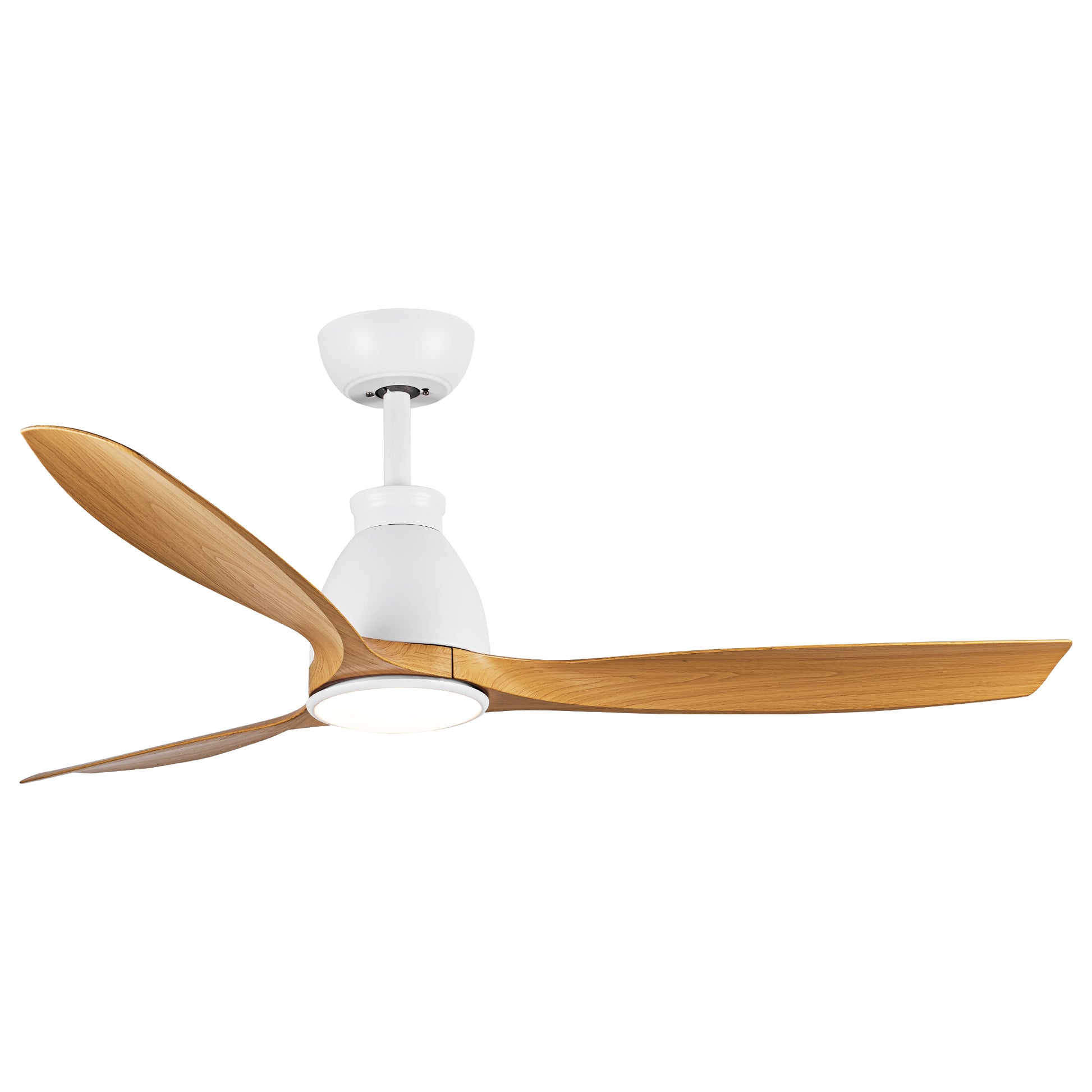 52 In.Intergrated Led Ceiling Fan With Antique Brown Wood Graiin Blade White Walnut Abs