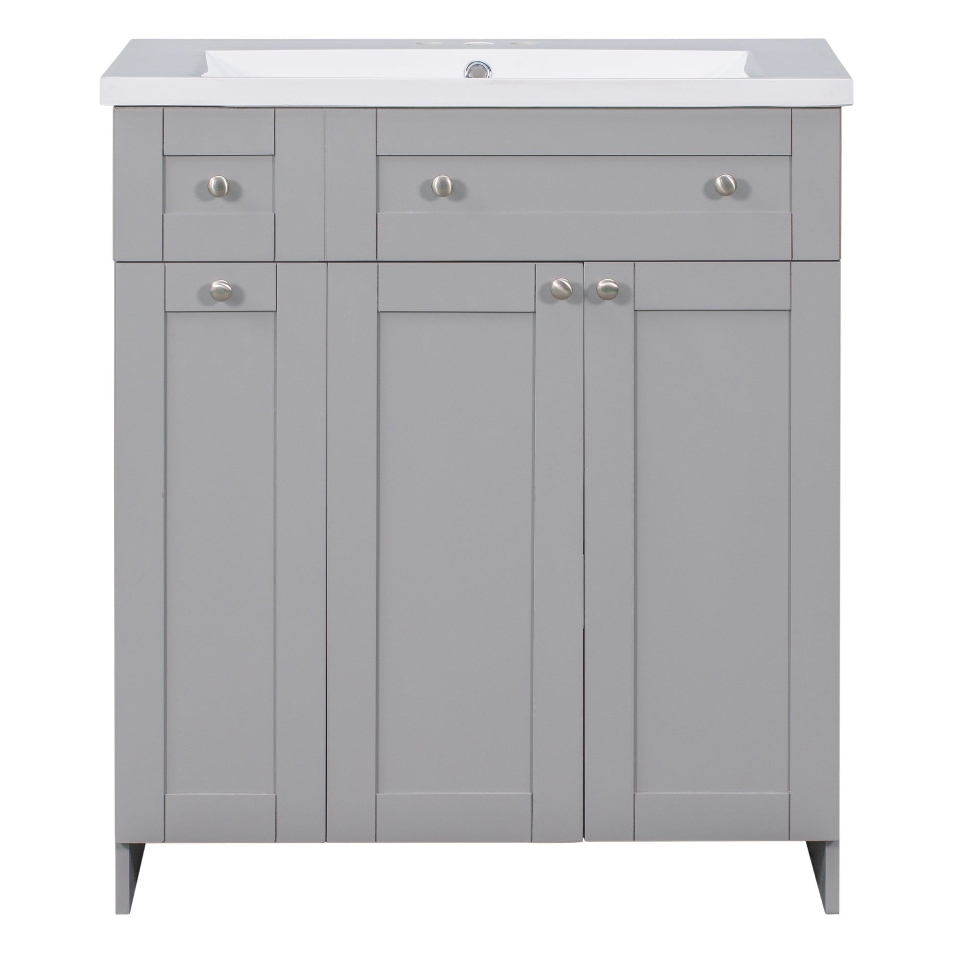 30" Bathroom Vanity With Single Sink In Grey,Combo Cabinet Undermount Sink,Bathroom Storage Cabinet Grey Mdf