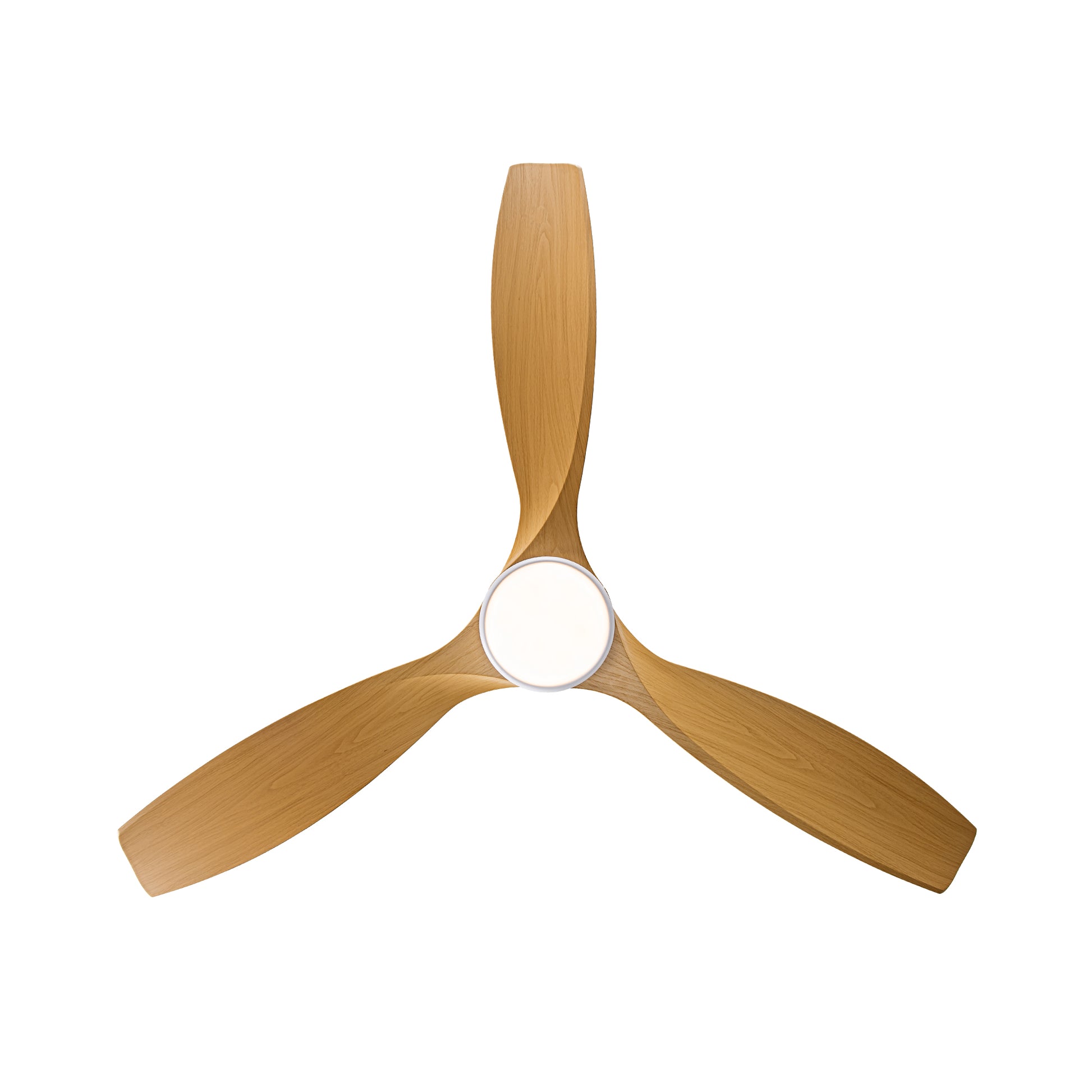 Yuhao 52 Inch Indoor Ceiling Fan With Intergrated Led Matte White With Antique Brown Wood Grain Blade White Walnut Abs