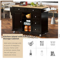 Kitchen Cart With Rubber Wood Desktop Rolling Mobile Kitchen Island With Storage And 5 Draws 53 Inch Length Black Black Mdf