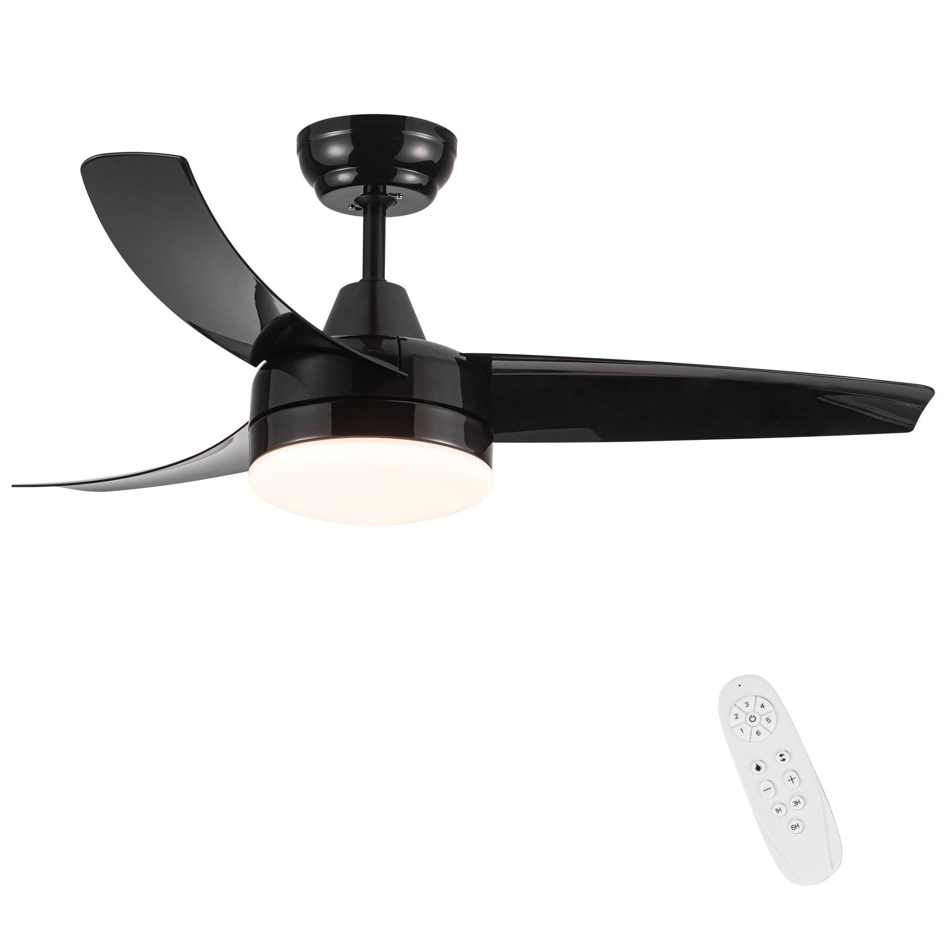 Yuhao 42 Inch 3 Blade Matte Black Dc Motor Modern Contemporary Led Ceiling Fan 42 In X 42 In X 10.34 In Black Abs