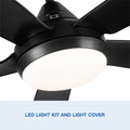 56 In Intergrated Led Ceiling Fan Lighting With Black Abs Blade Black Abs