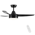 Yuhao 42 Inch 3 Blade Matte Black Dc Motor Modern Contemporary Led Ceiling Fan 42 In X 42 In X 10.34 In Black Abs