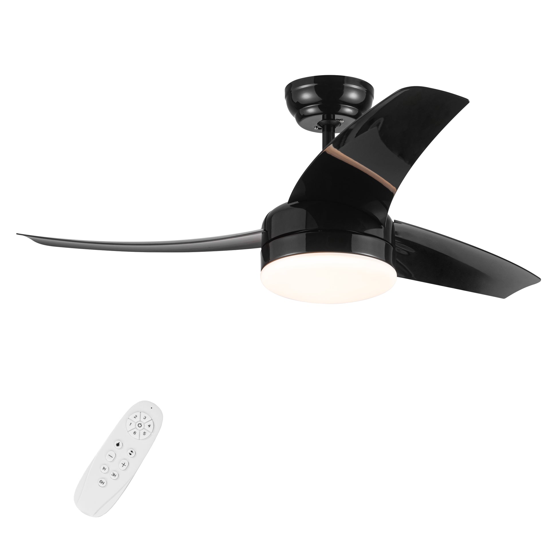 Yuhao 42 Inch 3 Blade Matte Black Dc Motor Modern Contemporary Led Ceiling Fan 42 In X 42 In X 10.34 In Black Abs