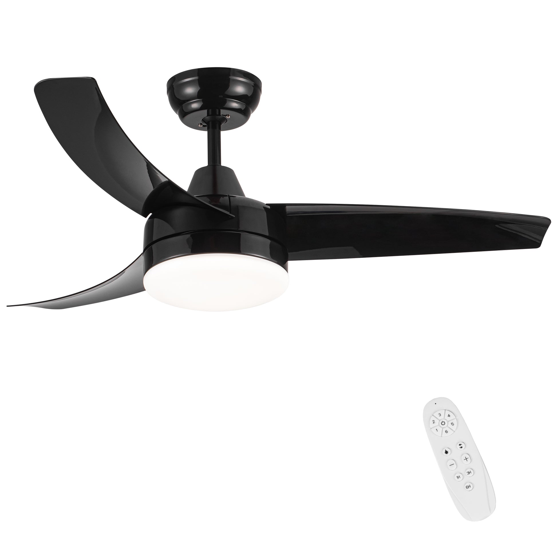 Yuhao 42 Inch 3 Blade Matte Black Dc Motor Modern Contemporary Led Ceiling Fan 42 In X 42 In X 10.34 In Black Abs