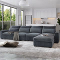 Modern Large L Shape Feather Filled Sectional Sofa, Convertible Sofa Couch With Reversible Chaise For Living Room Dark Gray Chenille 5 Seat