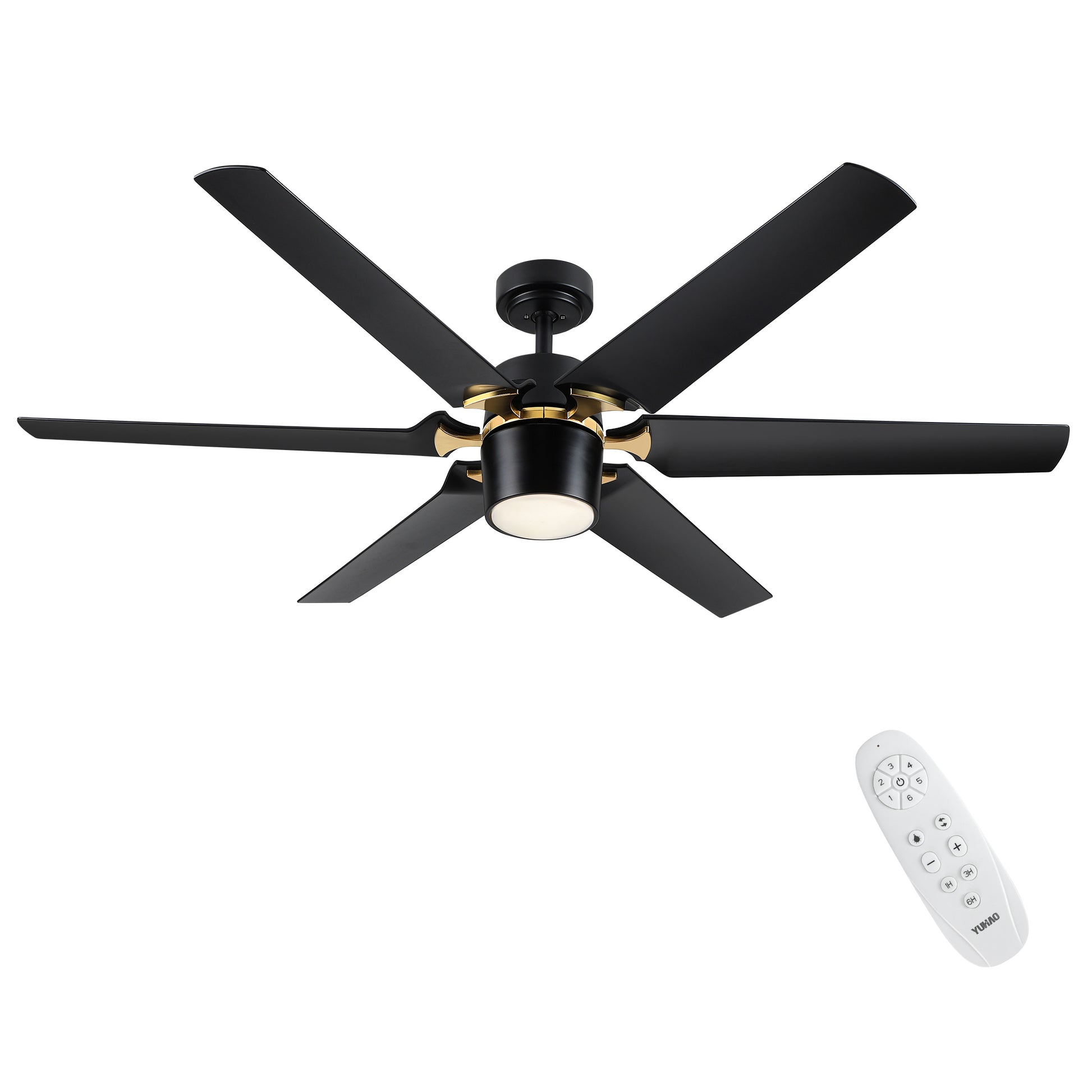 Modern 60" Integrated Led Light Ceiling Fan With Remote Control Matt Black Abs