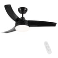 Yuhao 42 Inch 3 Blade Matte Black Dc Motor Modern Contemporary Led Ceiling Fan 42 In X 42 In X 10.34 In Black Abs