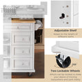 Kitchen Cart With Rubber Wood Desktop Rolling Mobile Kitchen Island With Storage And 5 Draws 53 Inch Length White White Mdf