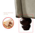 Living Room Furniture Linen Fabric Faux Leather With Wood Leg Sofa Beige Beige Foam Fabric