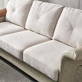 Living Room Furniture Linen Fabric Faux Leather With Wood Leg Sofa Beige Beige Foam Fabric