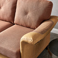 Living Room General Use Linen Fabric Faux Leather With Wood Leg Beautiful Seat Red Brown Brown Foam Fabric