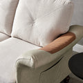 Living Room Furniture Linen Fabric Faux Leather With Wood Leg 2 3 Sectional Beige Beige Foam Fabric