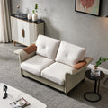 Living Room General Use Linen Fabric Faux Leather With Wood Leg Beautiful Seat Beige Beige Foam Fabric