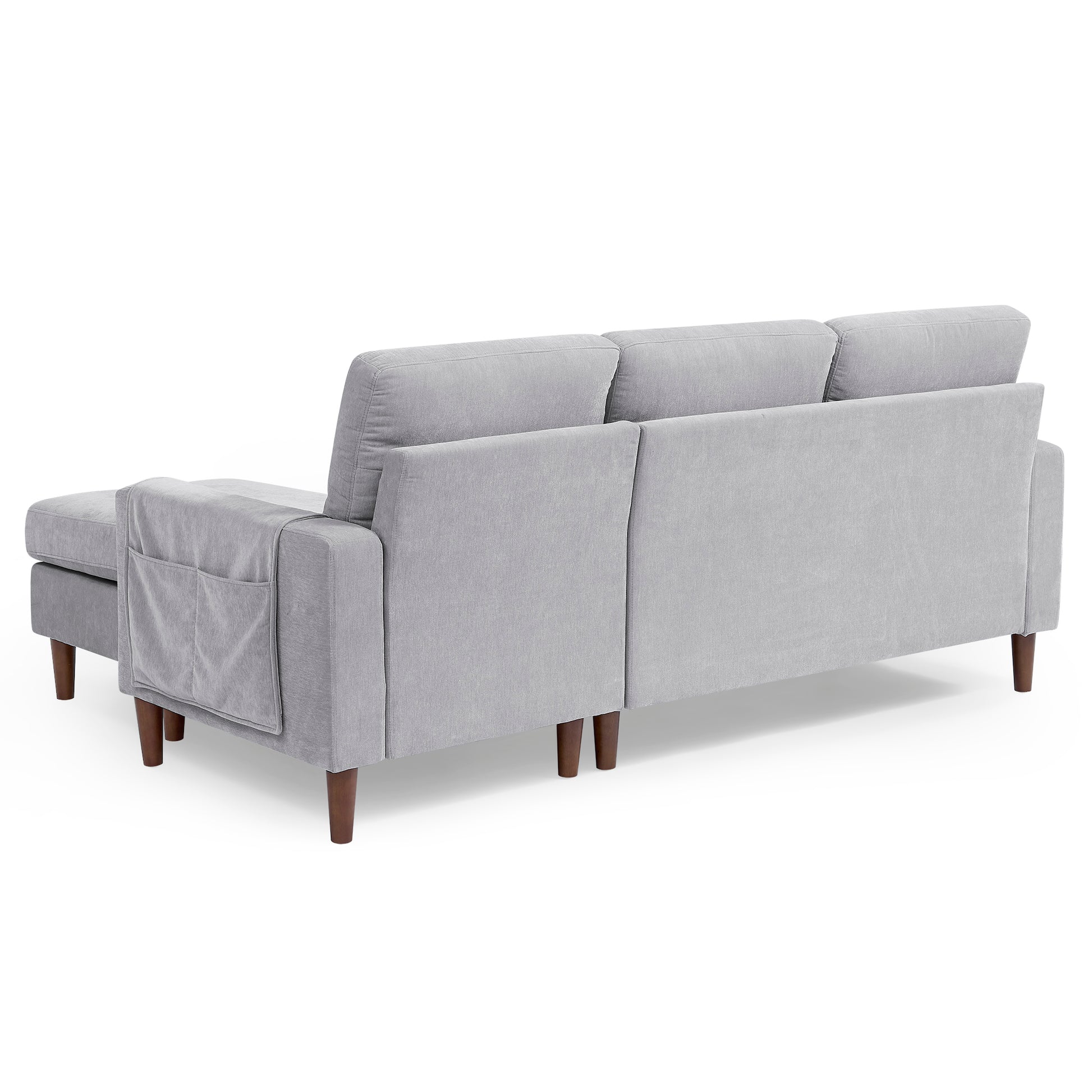 80" Convertible Sectional Sofa Couch, 3 Seats L Shape Sofa With Removable Cushions And Pocket, Rubber Wood Legs, Light Grey Chenille Light Grey Chenille