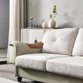 Living Room Furniture Linen Fabric Faux Leather With Wood Leg Sofa Beige Beige Foam Fabric