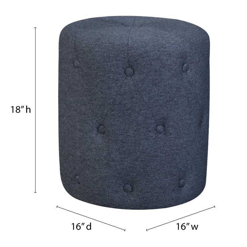 Tuft Puff Ottoman Blue Dark Blue Upholstered