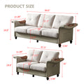 Living Room Furniture Linen Fabric Faux Leather With Wood Leg 2 3 Sectional Beige Beige Foam Fabric