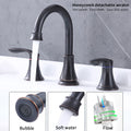 2 Handle 8 Inch Widespread Bathroom Sink Faucet Oil Rubbed Bronze Lavatory Faucet 3 Hole 360 Swivel Spout Vanity Sink Basin Faucets With Pop Up Drain Assembly And Cupc Water Supply Hoses Oil Rubbed Bronze Metal