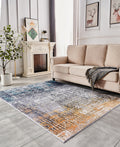 Zara Collection Abstract Design Turquoise Gray Rust Machine Washable Super Soft Area Rug Multicolor Polyester