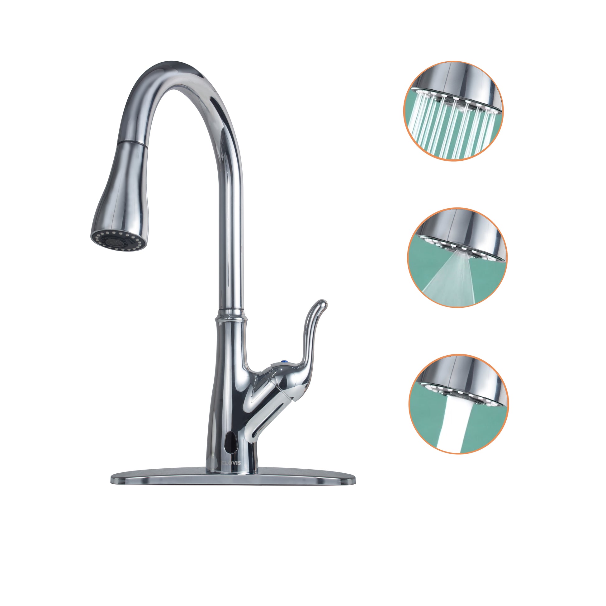 Pull Down Touchless Single Handle Kitchen Faucet Brushed Nickel Zinc