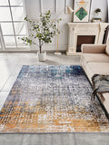 Zara Collection Abstract Design Turquoise Gray Rust Machine Washable Super Soft Area Rug Multicolor Polyester