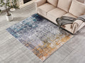 Zara Collection Abstract Design Turquoise Gray Rust Machine Washable Super Soft Area Rug Multicolor Polyester