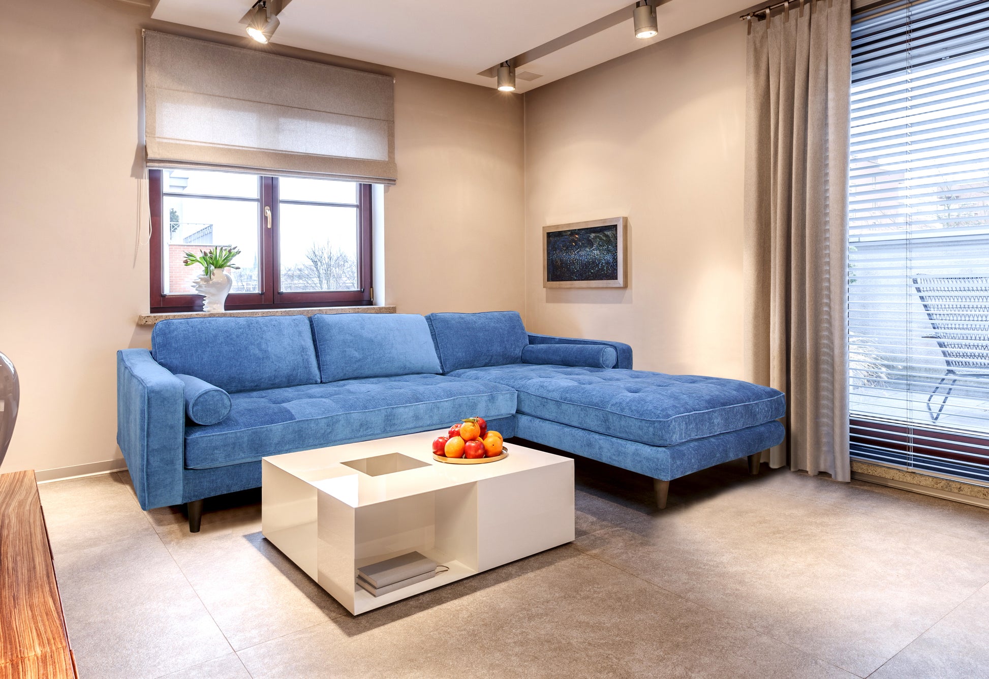 Anderson Raf Sectional Denim Blue Blue Upholstered