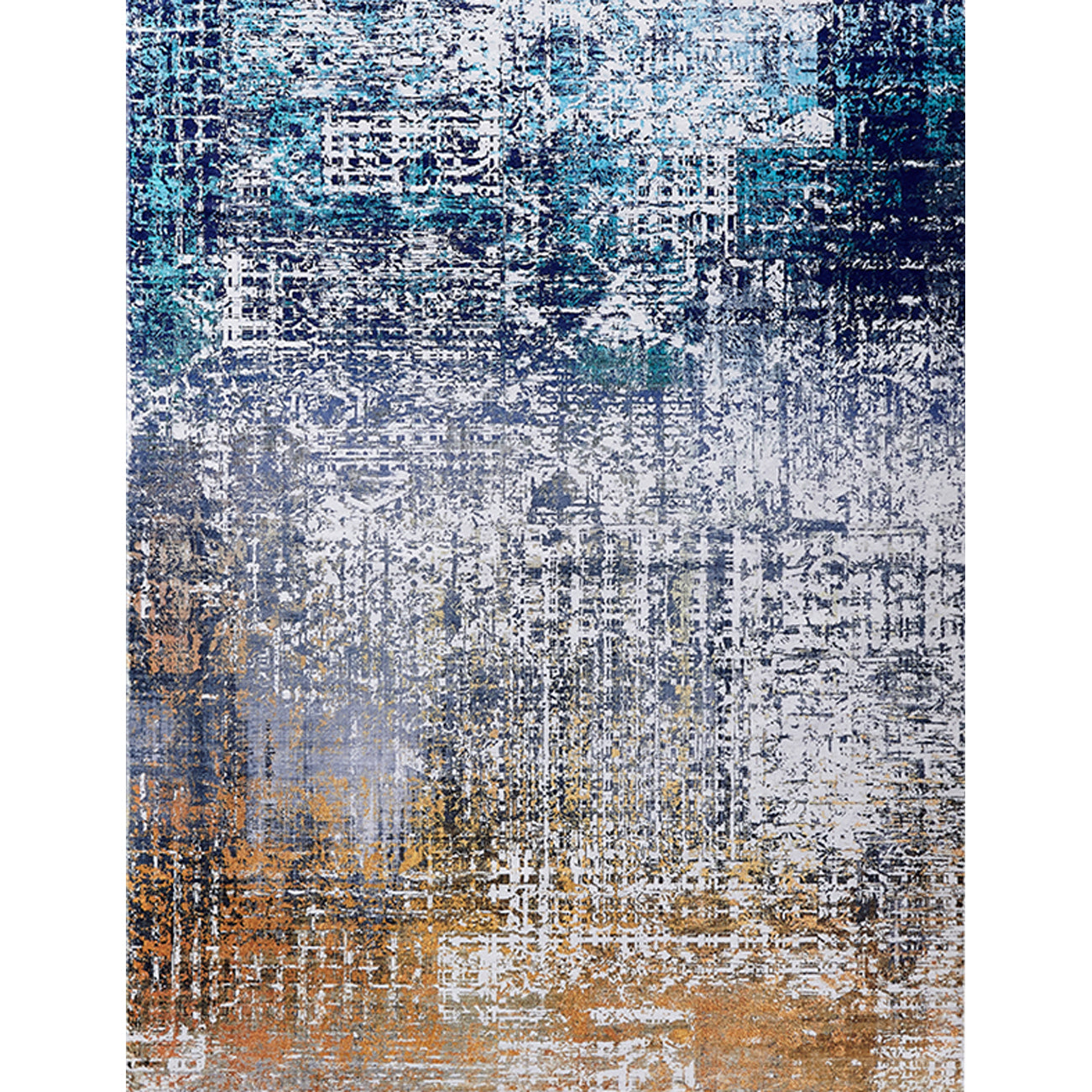 Zara Collection Abstract Design Turquoise Gray Rust Machine Washable Super Soft Area Rug Multicolor Polyester