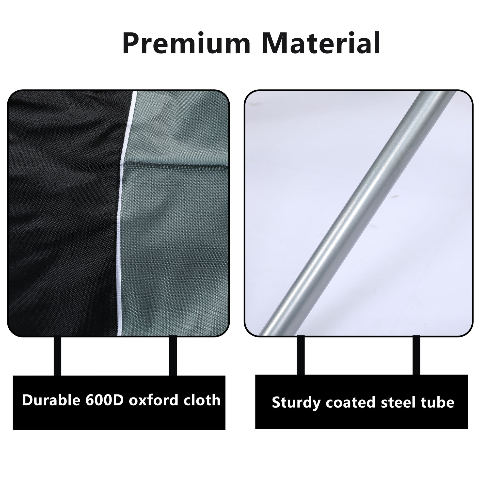 Yssoa Oversized Camping Folding Chair With Cup Holder, Side Cooler Bag, Heavy Duty Steel Frame Fully P Added Quad Armchair For Outdoors, 1 Pack, Grey Grey Oxford Fabric