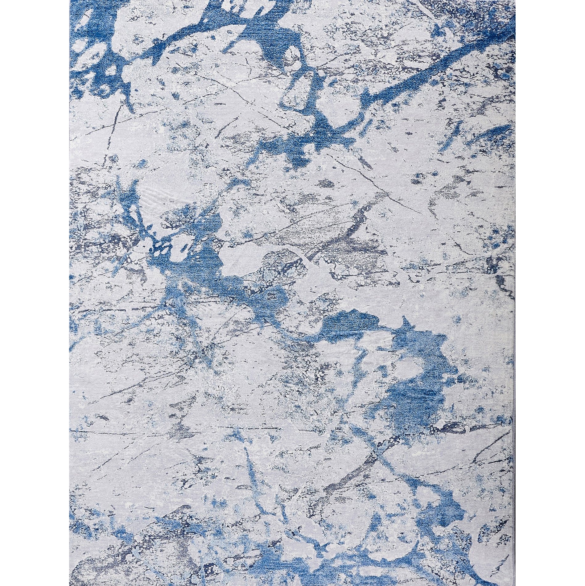 Zara Collection Abstract Design Silver Blue Machine Washable Super Soft Area Rug Multicolor Polyester