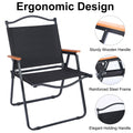 Yssoa Folding Camp Chair For Adults With Handle And Storage Bag, Large Size, 264Lbs Load Bearing Collapsible Outdoor Furniture For Leisure, Beach, Picnic, Hiking, Fishing Color: Black , L Black Metal