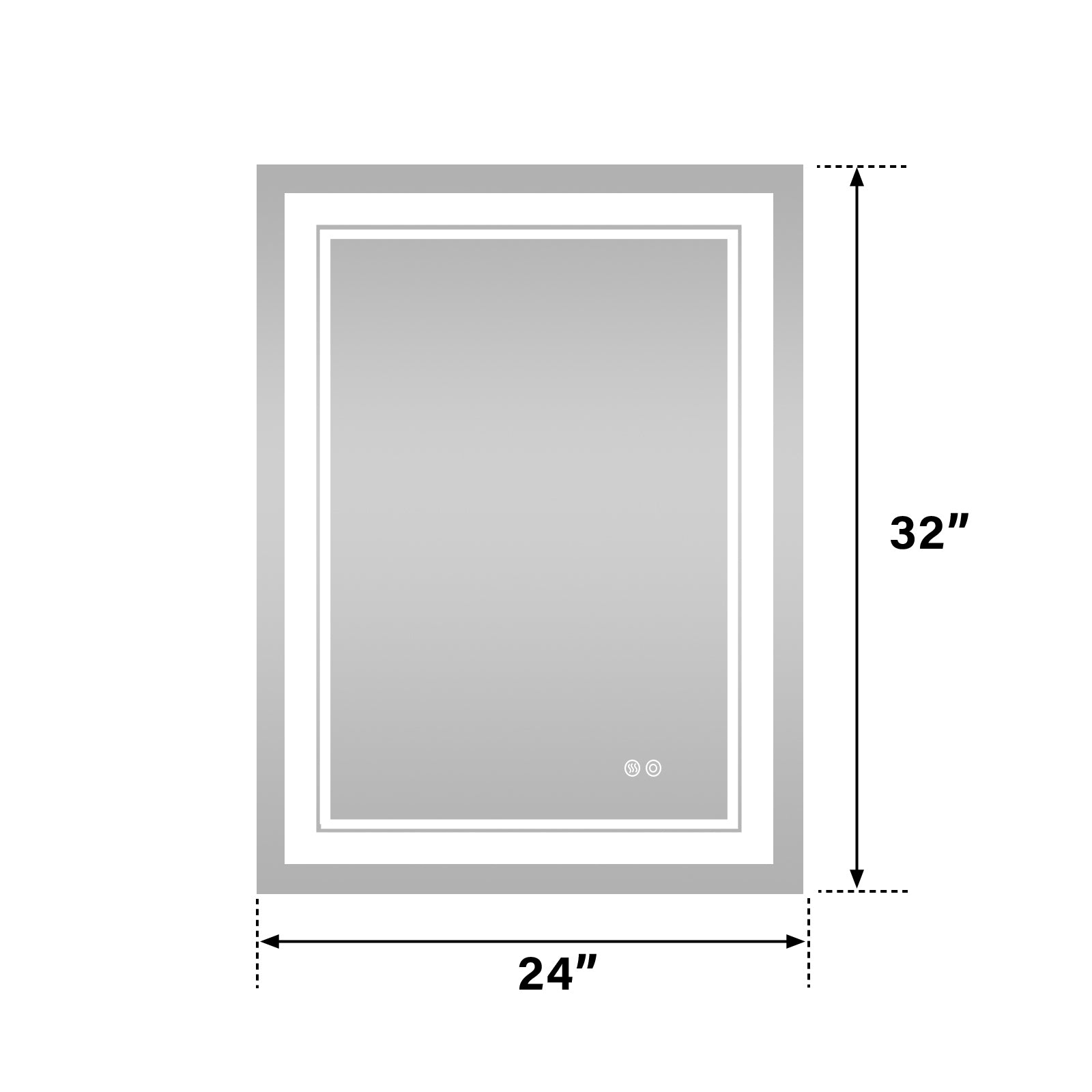 24x32 Inch LED Lighted Bathroom Mirror with 3 Colors silver-aluminium