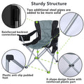 Yssoa Oversized Camping Folding Chair With Cup Holder, Side Cooler Bag, Heavy Duty Steel Frame Fully P Added Quad Armchair For Outdoors, 1 Pack, Grey Grey Oxford Fabric
