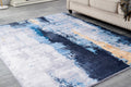 Zara Collection Abstract Design Gray Blue Yellow Machine Washable Super Soft Area Rug Multicolor Polyester