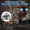 Rechargeable Cordless Floor Fan, 12 Inch, High Velocity Floor Fan With 360 Degree Tilt, Ready To Use, Battery Operated, Heavy Duty Metal Floor Fan For Industrial, Commercial, Residential, Office Black Metal