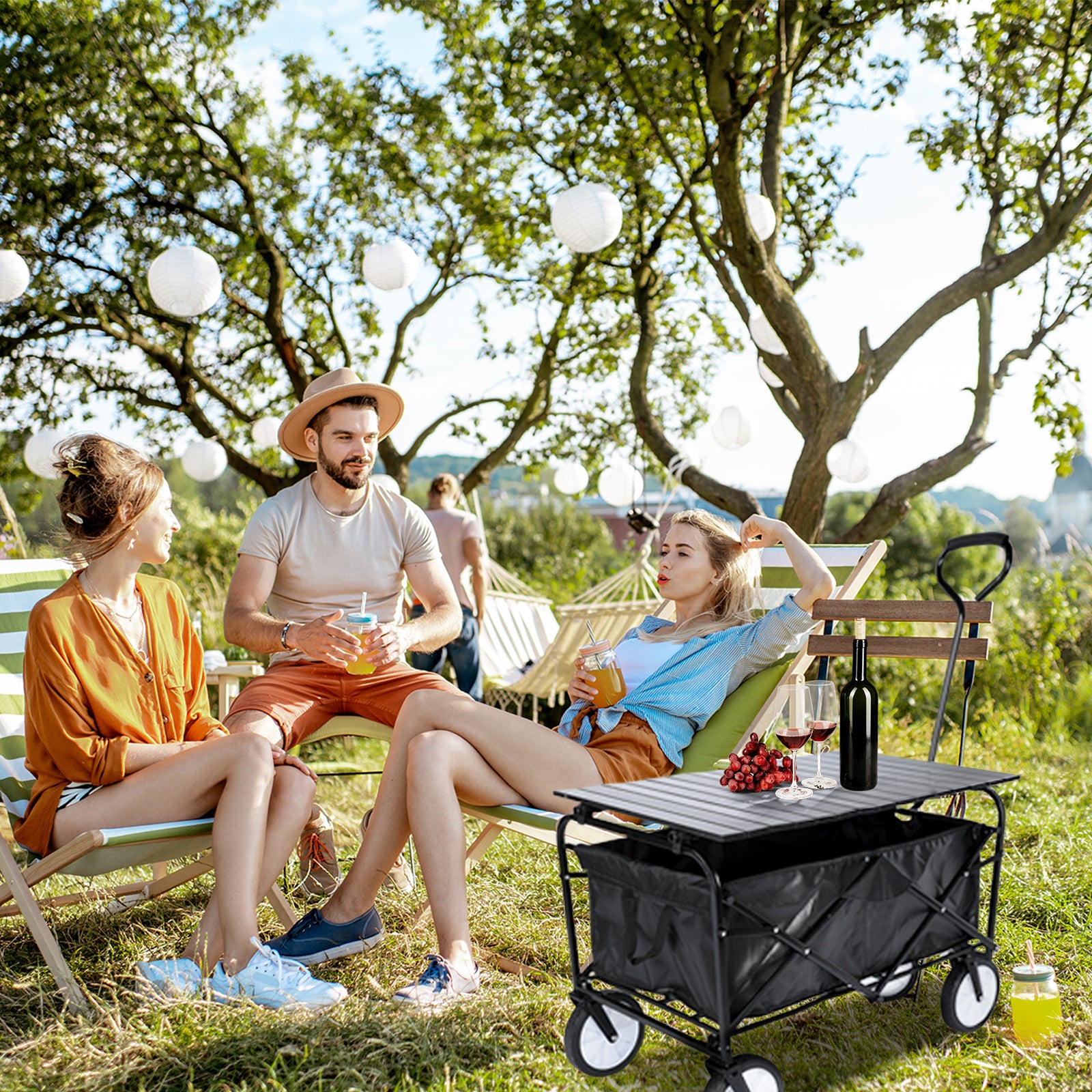 Heavy Duty Portable Folding Wagon and Collapsible black-steel