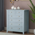 Drawer Dresser Bar Cabinet Side Cabinet,Buffet Sideboard,Buffet Service Counter,Solid Wood Frame,Plasticdoor Panel,Retro Shell Handle,Applicable To Dining Room,Living Room,Kitchen Corridorgrayish Blue 5 Or More Drawers Antique Grayish Blue Primary Living