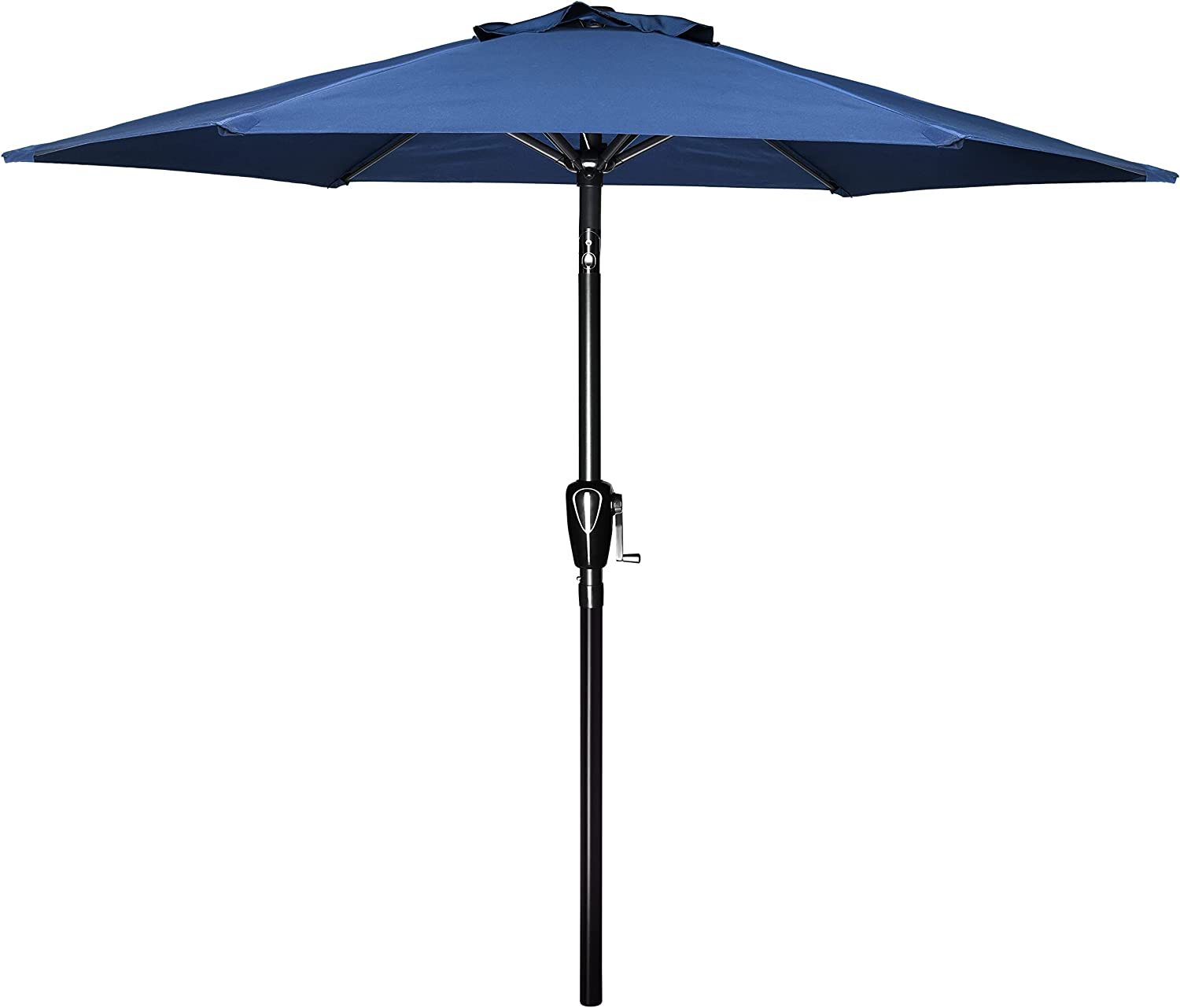 Simple Deluxe 7.5' Patio Outdoor Table Market Yard Umbrella With Push Button Tilt Crank, 6 Sturdy Ribs For Garden, Deck, Backyard, Pool, 7.5Ft, Blue Blue Stainless Steel