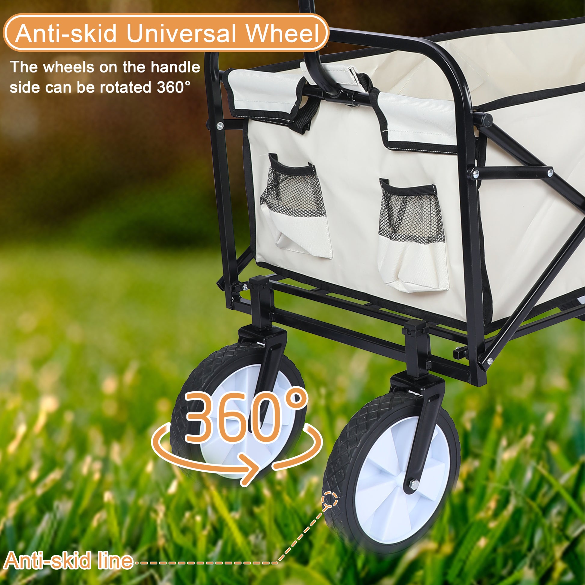 YSSOA Portable Rolling Folding Garden Cart with 360 white-steel