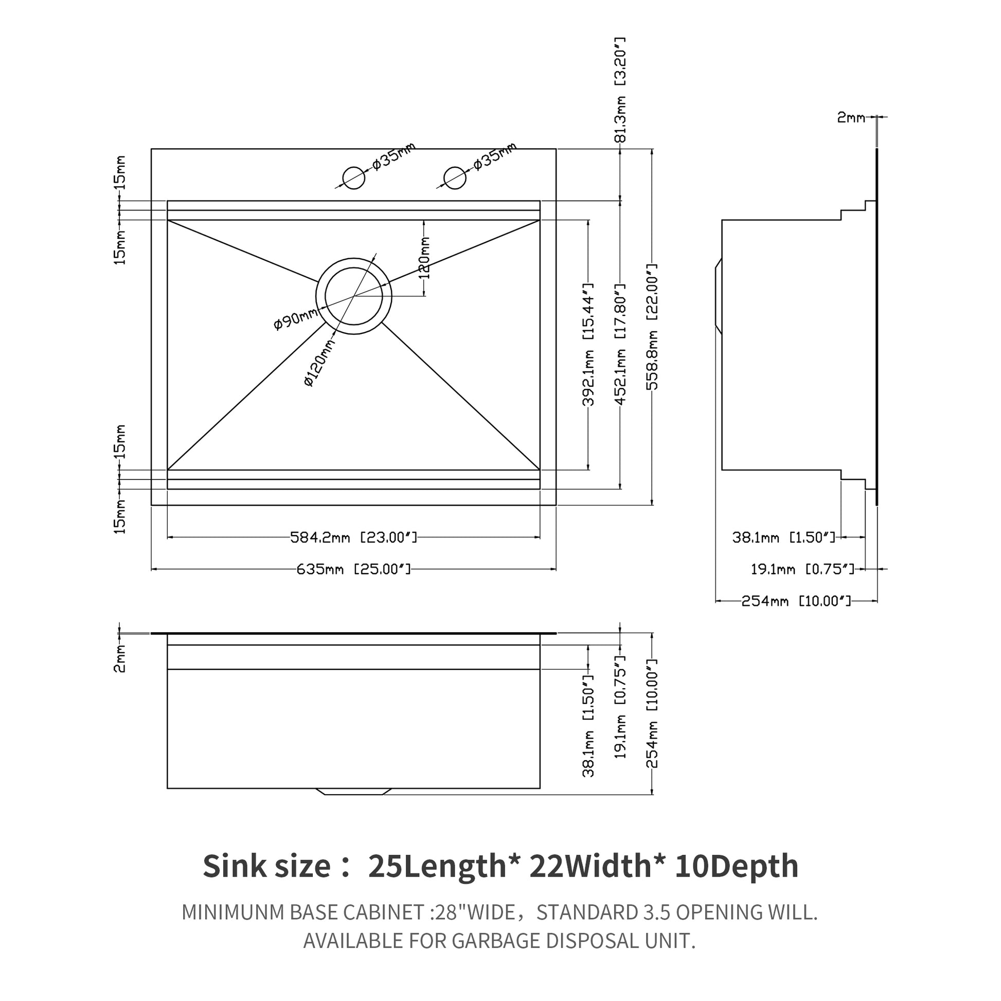 25 Inch Drop Kitchen Sink 25 "X 22" Kitchen Sink Stainless Steel 16 Gauge Workstation Sink Drop In Topmount Single Bowl Kitchen Sink Brushed Nickel Stainless Steel