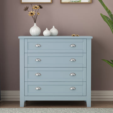 Drawer Dresserbar Cabinet Side Cabinet,Buffet Sideboard,Buffet Service Counter,Solid Wood Frame,Plasticdoor Panel,Retro Shell Handle,Applicable To Dining Room,Living Room,Kitchen Corridor,Grayish Blue 3 4 Drawers Grayish Blue Primary Living Space Solid