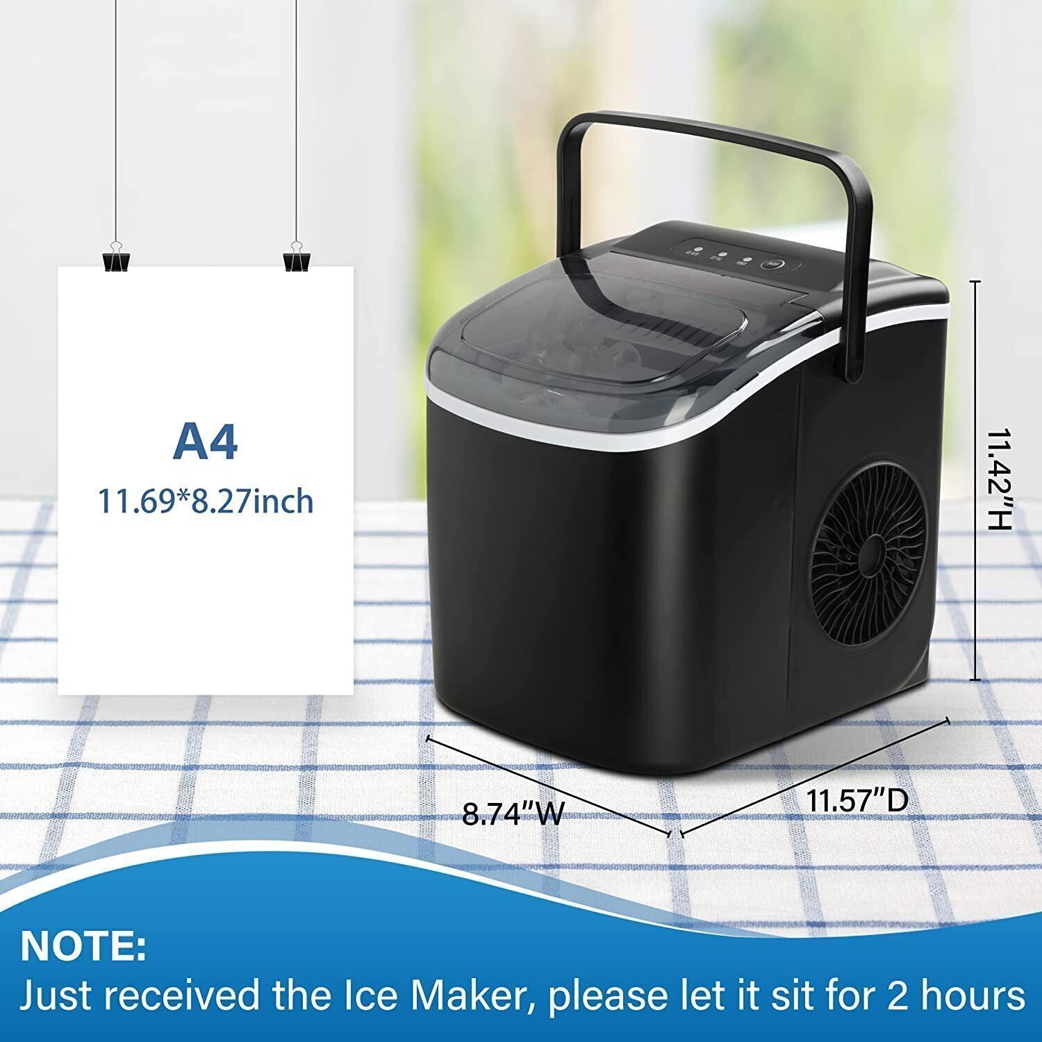 Simple Deluxe Ice Maker Machine For Countertop, 26Lbs Ice 24Hrs, 9 Ice Cubes Ready In 6 Mins, Portable Self Clean Ice Machine With Scoop And Basket, 13.7Lbs, For Home Kitchen Office Bar Party, Black Black Abs