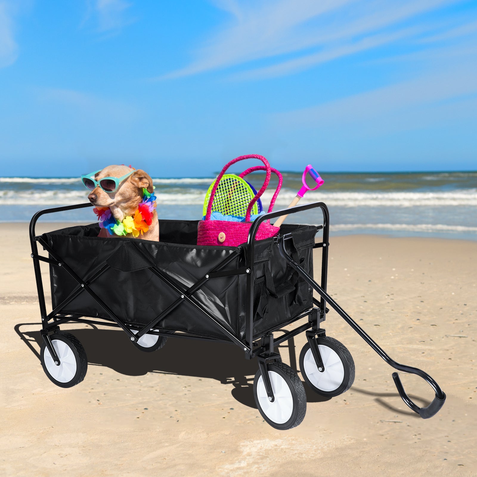 Heavy Duty Portable Folding Wagon and Collapsible black-steel